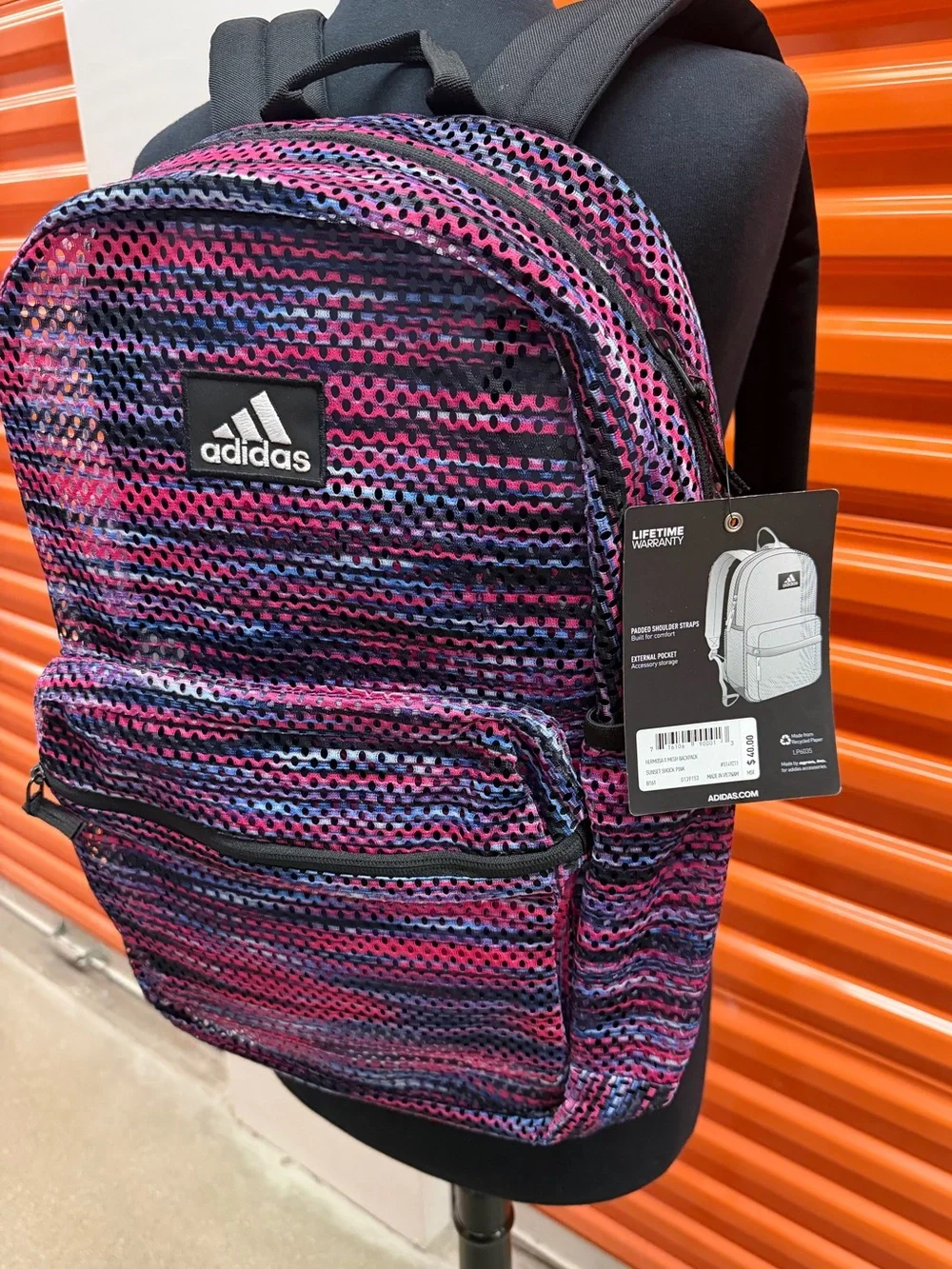 NWT Adidas Hermosa Mesh Sunset Shock Pink Pattern Backpack
